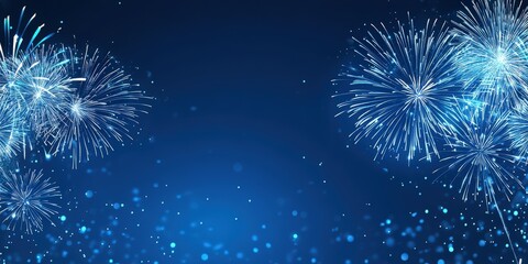 Fototapeta premium Blue Background with Fireworks for Celebration
