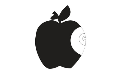 Apple icon, apple with leaf, Apple symbol in black, Apple natural fruit
