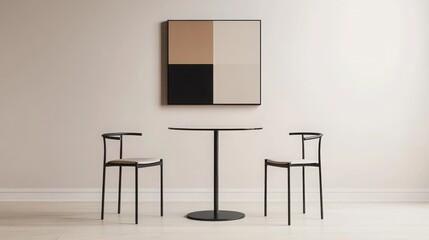 Minimalist Dining Room Interior Design with Black Chairs and Table