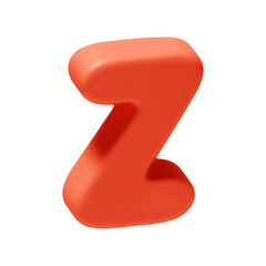 Voluminous letter z. Z letter sign red soft color. Realistic 3d design in cartoon style. Isolated on white background. vector illustration