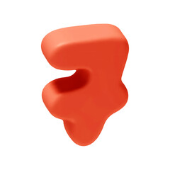 Voluminous Number 7. Seven Number sign red soft color. Realistic 3d design in cartoon style. Isolated on white background. vector illustration