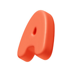 Voluminous letter A. letter sign red soft color. Realistic 3d design in cartoon style. Isolated on white background. vector illustration