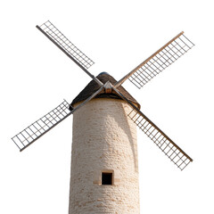 Old windmill isolated on transparent background
