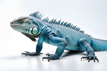 Obraz premium Blue iguana on white background, Ai generated