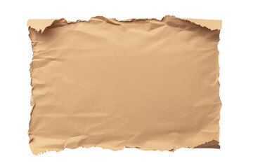 Fototapeta premium Brown torn paper featuring rough edges and a textured surface. The ripped sheet has a vintage, rustic look suitable for craft or design projects. Isolated on transparent background, png.