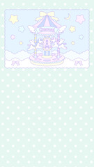 16:9 ファンシー♪メリーゴーランドなグリーンドット壁紙⭐︎