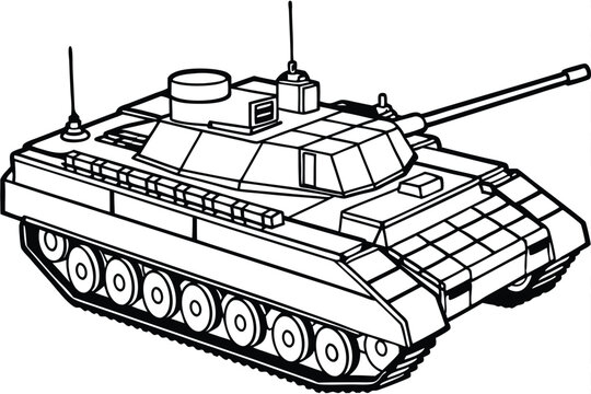 recommend clip art: Tank vector line art style