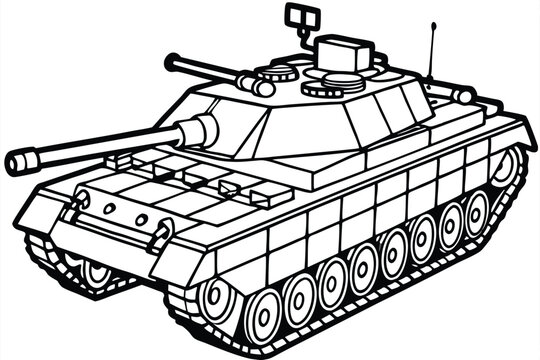 recommend clip art: Tank vector line art style