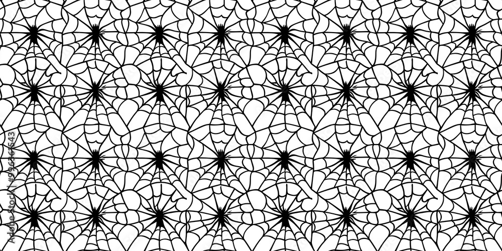 Wall mural seamless spider web pattern with a spooky, intricate design. seamless background pattern