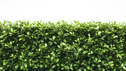 Fototapeta premium A green hedge wall fills the frame, set against a white background, creating a fresh and organic scene.