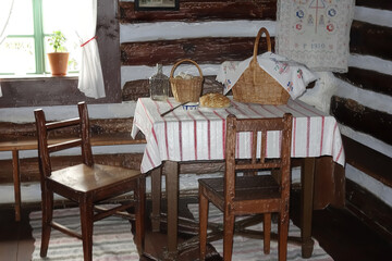 Ancient dining room in a house in the village