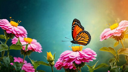 butterfly and flowers