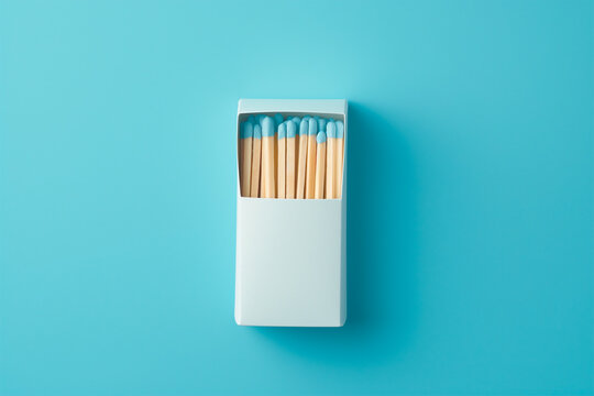 match box mockup on plain blue background