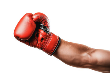 hand wearing red boxing gloves isolated clipping path transparent background. punching movement
