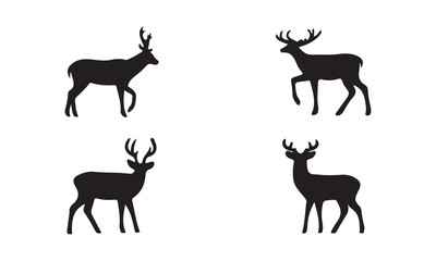 Deer black flat icon logo icon symble silhouette vector with isolated on white background