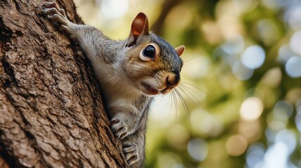Obraz premium AI analyzing the shapes of tree bark to predict squirrel routes, a whimsical and unnecessary application of machine learning in wildlife studies.