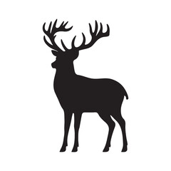 Deer black flat icon logo icon symble silhouette vector with isolated on white background