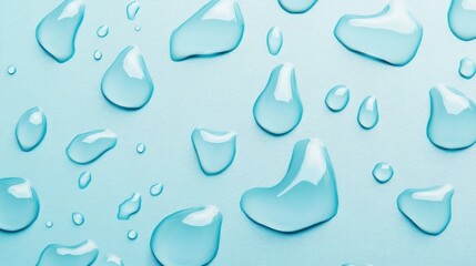 A pattern of water droplets on a light blue surface, giving a crisp, refreshing feel.