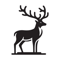 Deer black flat icon logo icon symble silhouette vector with isolated on white background
