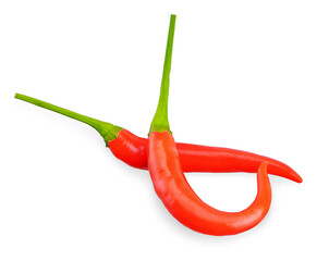 Red chili isolated on white background.