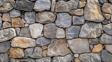 Obraz premium Texture of a rugged stone wall Aged masonry backdrop featuring natural stones Background composed of organic stone elements