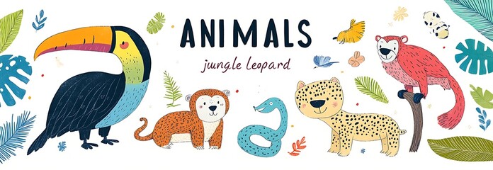 A playful illustration of jungle animals