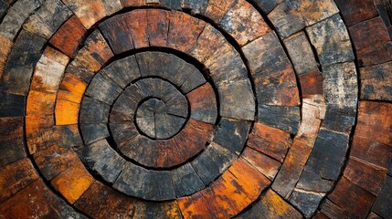 Fototapeta premium Rustic circular patterns featuring natural colors and textures