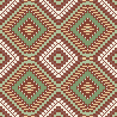 Cross Stitch Ikat Pattern Sareefolk Embroidery, Aztec Geometric Ornament Print. Design for Carpet, Wallpaper, Clothing, Wrapping, Fabric