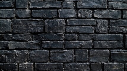 Fototapeta premium Black brick wall background ideal for brickwork design Panoramic view