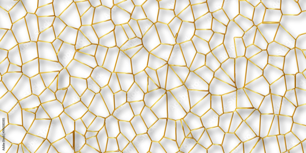 Poster abstract golden hexagon graphic ornament. arabian stylish seamless pattern on white background. crea