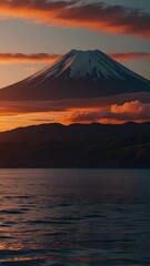 Fototapeta premium Vibrant Sunset Over Mountains with Deep Valleys and Autumn Colors