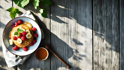 Vibrant Honey and Banana Flatlay Showcasing Fresh Ingredients for a Delicious Healthy Recipe