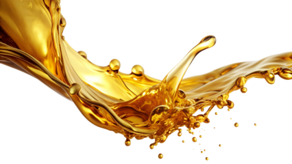 A wave of liquid gold, a splash of a golden stream, a whirlwind or a spill pouring oil. Whirlpool of precious water or cosmetics with flow wave. Liquid substance. Isolated on transparent background.