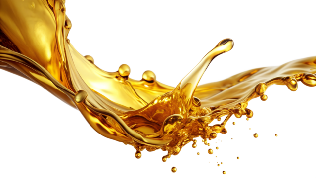 A wave of liquid gold, a splash of a golden stream, a whirlwind or a spill pouring oil. Whirlpool of precious water or cosmetics with flow wave. Liquid substance. Isolated on transparent background.