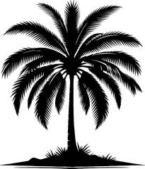 Create a Plam tree vector silhouette with white background