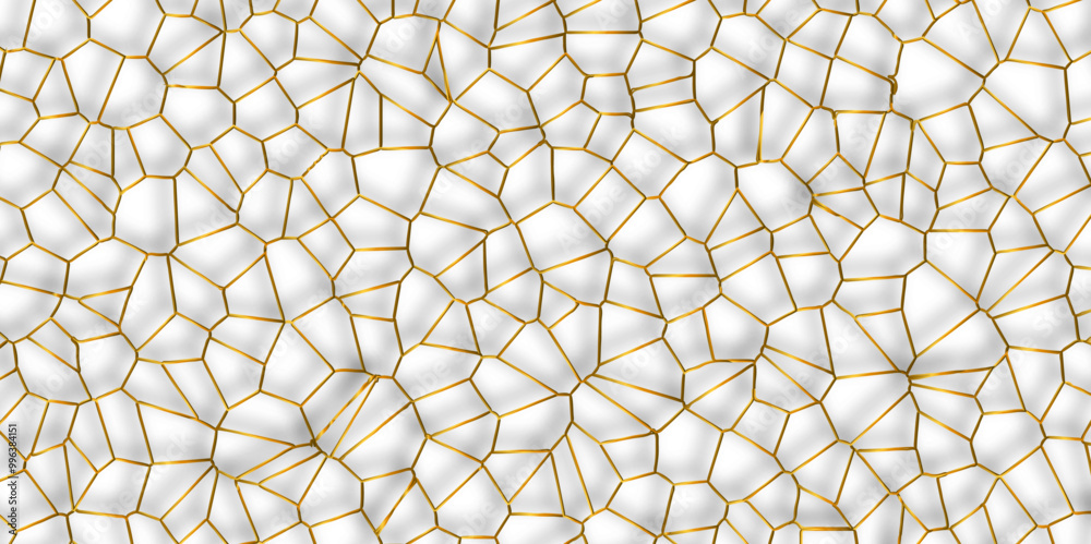 Poster abstract golden hexagon graphic ornament. arabian stylish seamless pattern on white background. crea