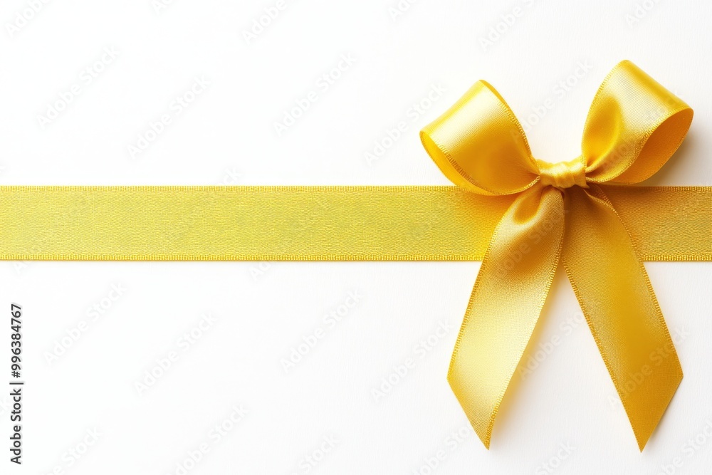 Sticker Festive decor with golden ribbon isolated on white.