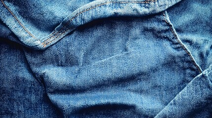 Fototapeta premium Detailed Textured Blue Denim Background with Clean Copyspace for Fashion Ads and Website Banners