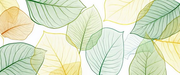 Obraz premium Line art abstract gold foliage modern background. Plants, leaves, branches in hand drawn pattern. Botanical jungle illustrations for banners, prints, decorations, fabrics.