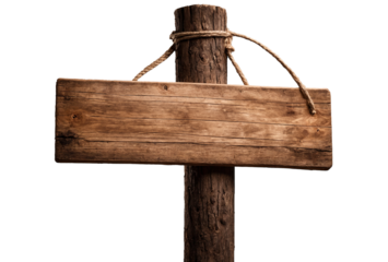 blank wooden sign isolated on transparent background