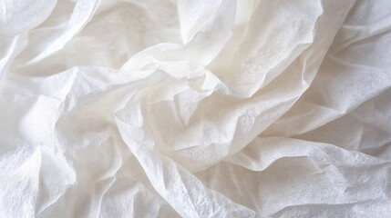 Obraz premium Crumpled paper napkin texture in soft white for creative design and artistic concepts