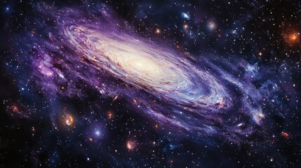 Fototapeta premium A deep purple galaxy with stars and cosmic dust swirling, evoking a sense of wonder and mystery in the vast universe.