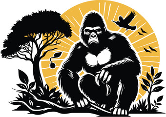 Illustration of shimpanji and background 