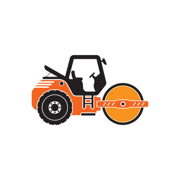 orange road roller construction equipment clip art preview