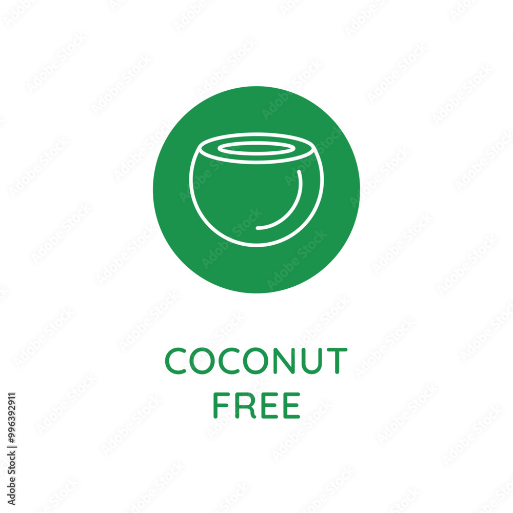 Aufkleber Vector line design element, badge and icon for food and cosmetics packaging in mono linear style - coconut free