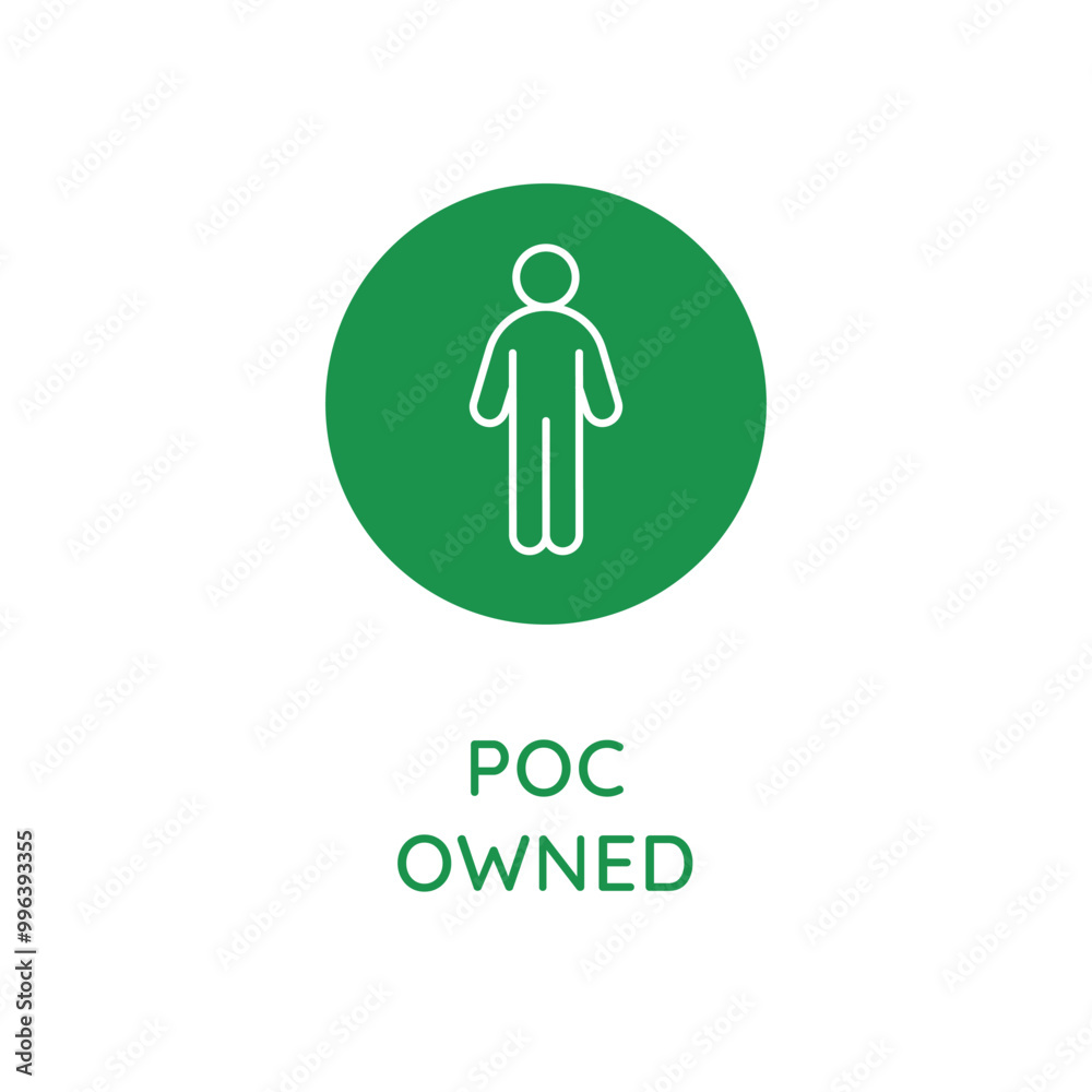 Poster Vector line design element, badge and icon for food and cosmetics packaging in mono linear style - people of color owned
