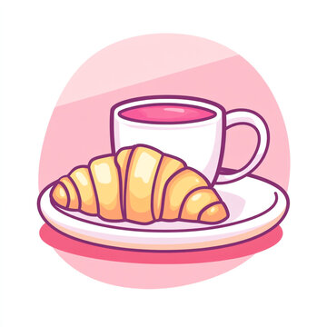 croissant and coffee cup on plate clip art preview
