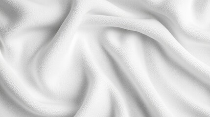 Fototapeta premium A smooth white plush fabric background, showing the fine texture and softness of the material