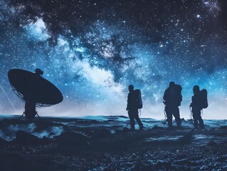 Obraz premium Monitoring Cosmic Signals at a Deep Space Listening Post for Interstellar Communication