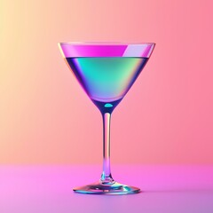 Colorful cocktail glass on a vibrant background.